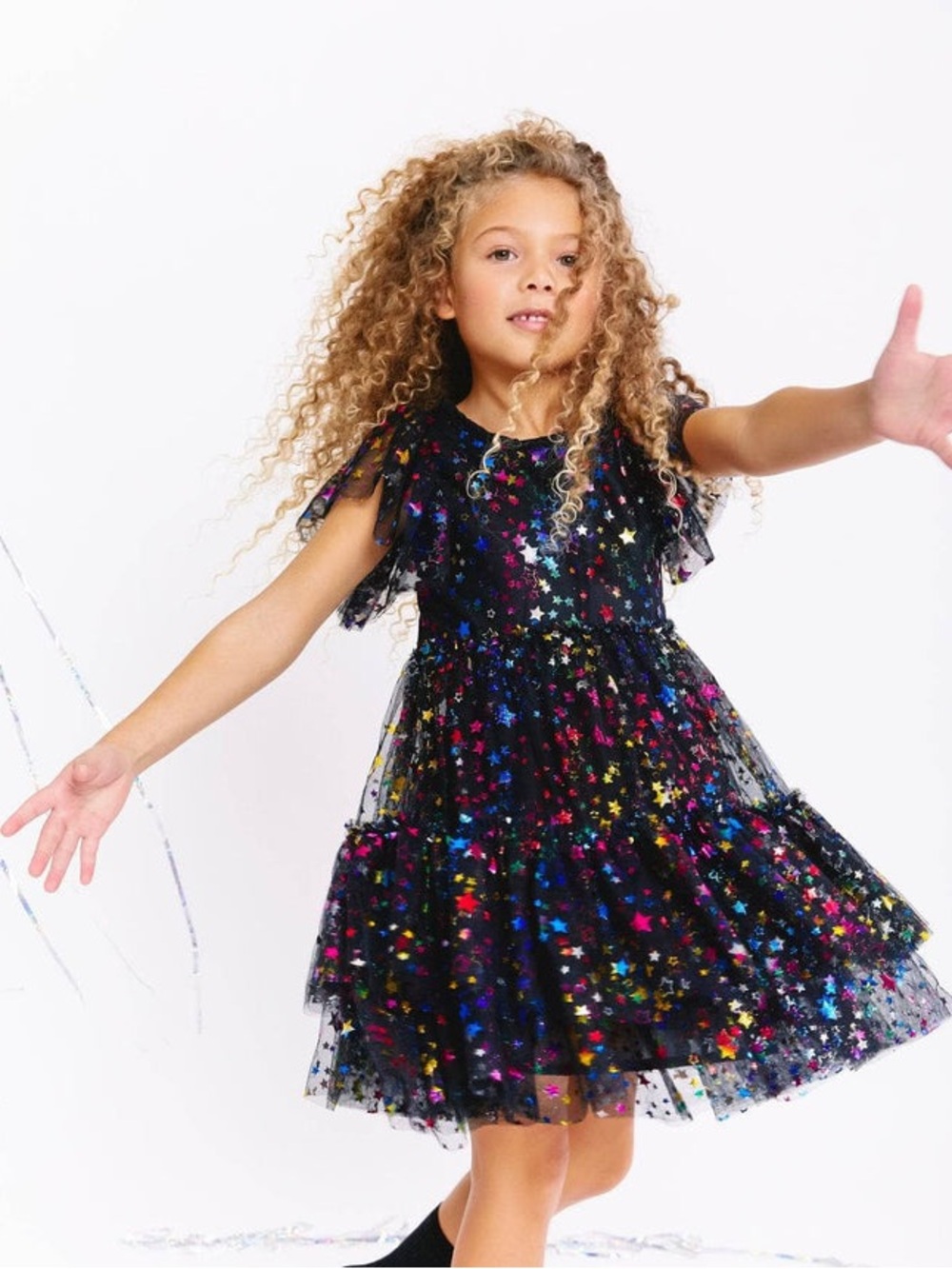 Lola + The Boys Shining Rainbow Star Tulle Dress - Kids Size 4